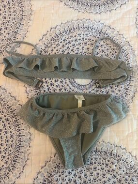 Rylee and cru Glitter Ruffle Bikini Set in dark drey